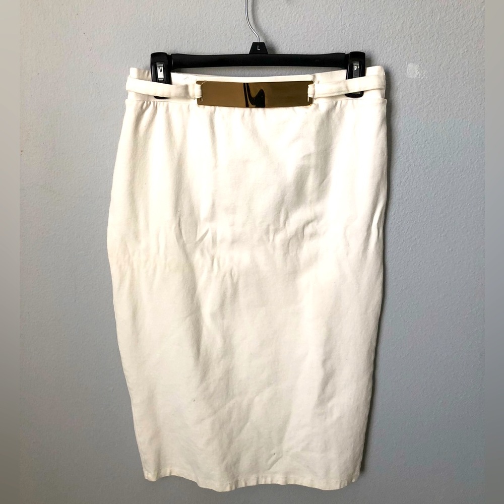 Cream Pencil Skirt